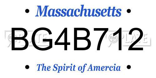 BG4B712 Massachusetts License Plate