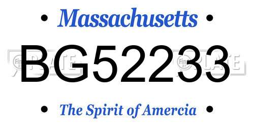 BG52233 Massachusetts License Plate