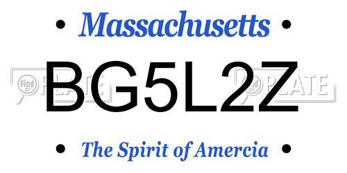 BG5L2Z Massachusetts License Plate