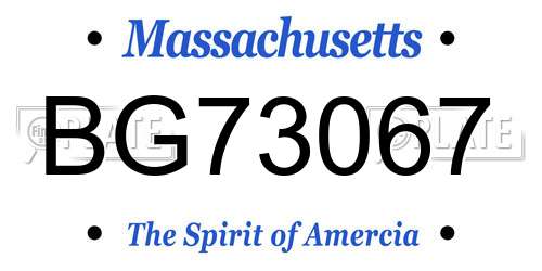 BG73067 Massachusetts License Plate