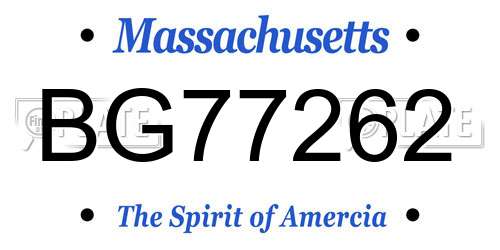 BG77262 Massachusetts License Plate