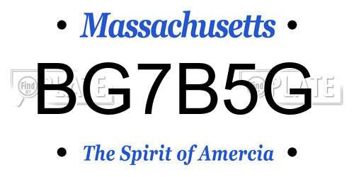 BG7B5G Massachusetts License Plate