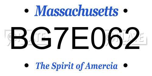 BG7E062 Massachusetts License Plate
