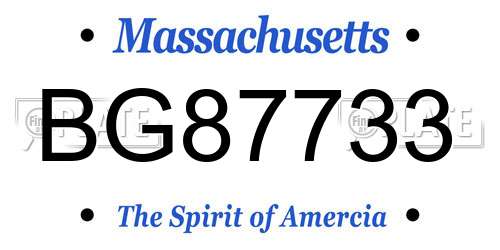 BG87733 Massachusetts License Plate