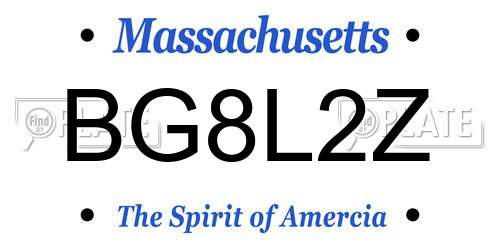 BG8L2Z Massachusetts License Plate