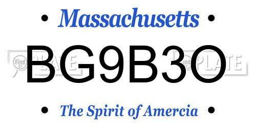 BG9B3O Massachusetts License Plate