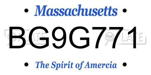 BG9G771 Massachusetts License Plate