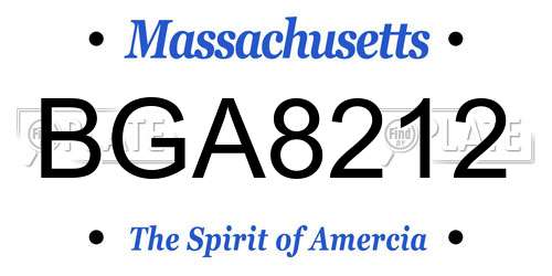 BGA8212 Massachusetts License Plate