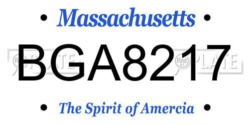 BGA8217 Massachusetts License Plate