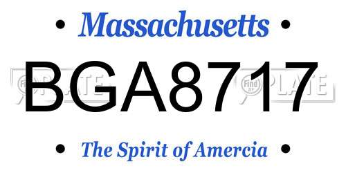 BGA8717 Massachusetts License Plate