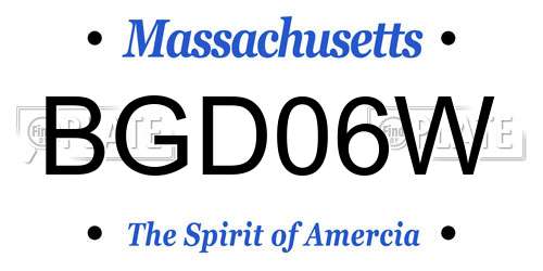 BGD06W Massachusetts License Plate