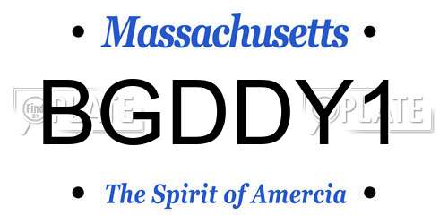 BGDDY1 Massachusetts License Plate