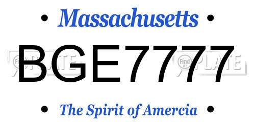 BGE7777 Massachusetts License Plate