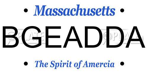 BGEADDA Massachusetts License Plate