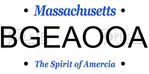 BGEAOOA Massachusetts License Plate