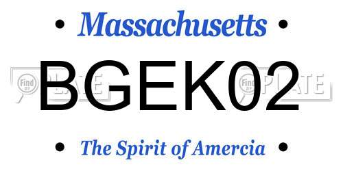 BGEK02 Massachusetts License Plate