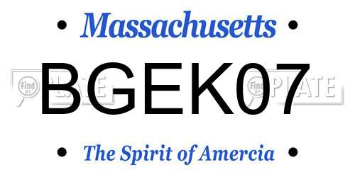 BGEK07 Massachusetts License Plate