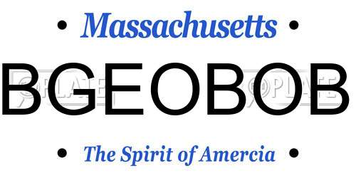 BGEOBOB Massachusetts License Plate