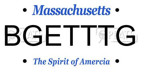 BGETTTG Massachusetts License Plate