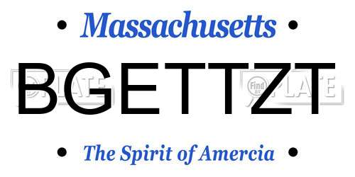 BGETTZT Massachusetts License Plate