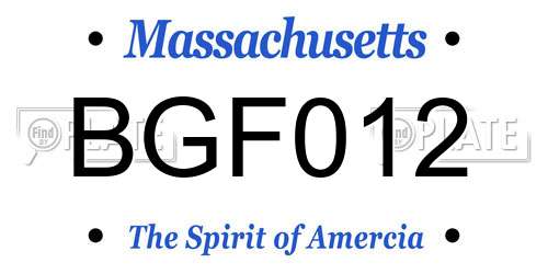 BGF012 Massachusetts License Plate