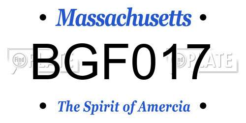 BGF017 Massachusetts License Plate