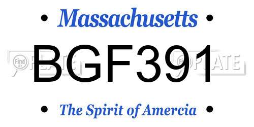 BGF391 Massachusetts License Plate