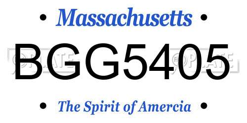 BGG5405 Massachusetts License Plate