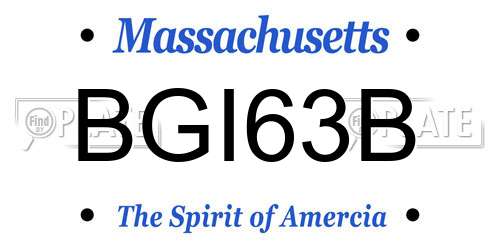 BGI63B Massachusetts License Plate