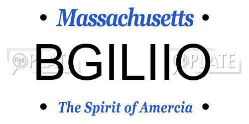 BGILIIO Massachusetts License Plate