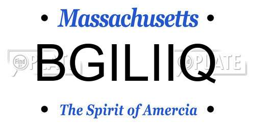 BGILIIQ Massachusetts License Plate