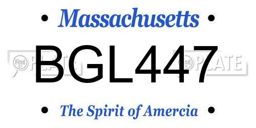 BGL447 Massachusetts License Plate