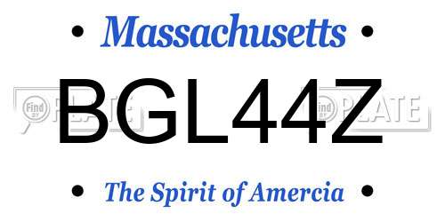BGL44Z Massachusetts License Plate
