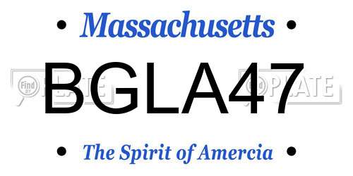 BGLA47 Massachusetts License Plate
