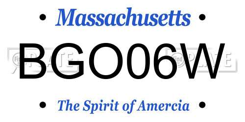 BGO06W Massachusetts License Plate