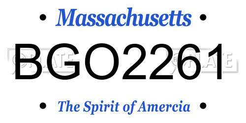 BGO2261 Massachusetts License Plate