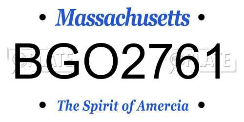 BGO2761 Massachusetts License Plate