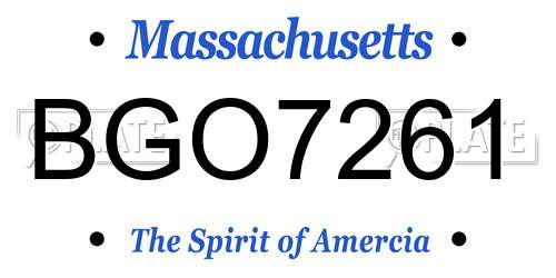 BGO7261 Massachusetts License Plate