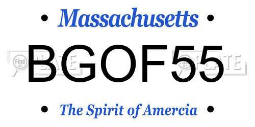 BGOF55 Massachusetts License Plate