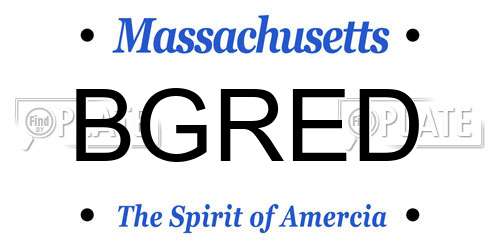 BGRED Massachusetts License Plate