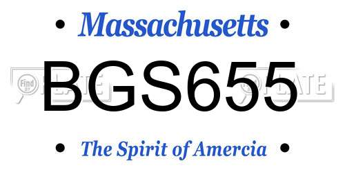 BGS655 Massachusetts License Plate