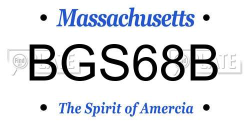 BGS68B Massachusetts License Plate