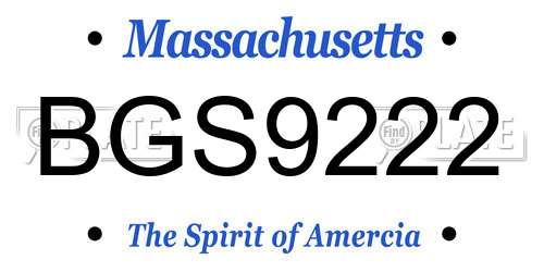 BGS9222 Massachusetts License Plate