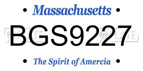 BGS9227 Massachusetts License Plate