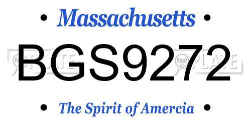 BGS9272 Massachusetts License Plate