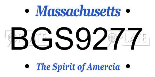 BGS9277 Massachusetts License Plate