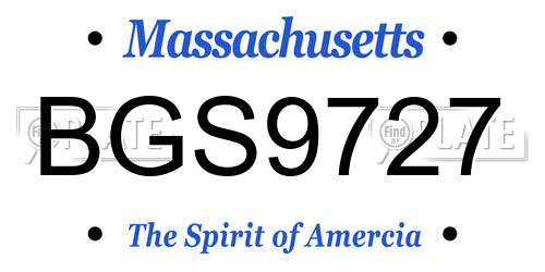 BGS9727 Massachusetts License Plate