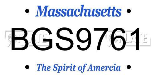 BGS9761 Massachusetts License Plate