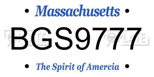 BGS9777 Massachusetts License Plate