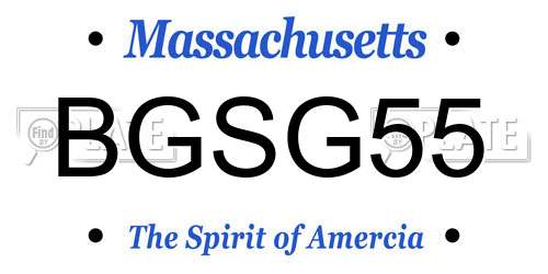 BGSG55 Massachusetts License Plate
